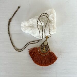 Elegant Red Tassel Pendant Necklace